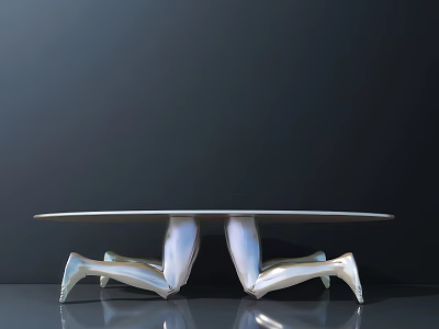 Artistic Modern Sculptural Table Design With Metallic Human Leg Carvings 3d model