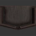 Vintage Dark Brown Cabinet With Brass Handles And Carved Decorative Details