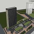 Shopping Mall Lobby With Multi Level Design Green Seating Area Glass Walls And People Walking