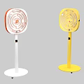 Modern Floor Standing Electric Heaters With White Yellow Circular Heating Grid Design 3d model