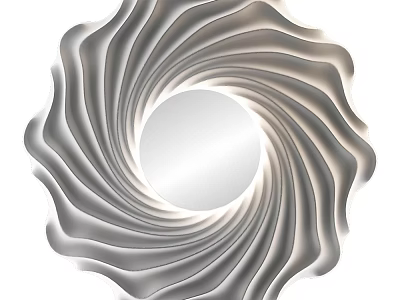 Modern Spiral Wall Decor With Wavy Pattern And Circular Mirror Center 3d model