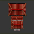 Chinese Traditional Red Architecture With Overhanging Eaves Red Roof Wooden Pillars And Open Veranda