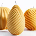 Yellow Spiral Texture Decorative Ornament Set With Spherical And Conical Shapes