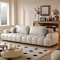 Modern Living Room Interior Design With White Sofa Glass Coffee Table And Checkered Rug