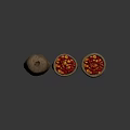 Fresh Red Berries Stored in Three Burlap Sacks on Dark Surface 3d model
