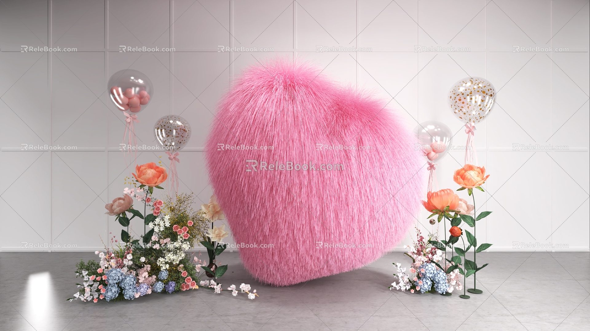 Romantic Plush Love Proposal Meichen Flower Art Love Plush Toy Love 3d model