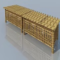 Outdoor Bamboo Swing Door Featuring Lattice Structure And Canopy Design 3d model