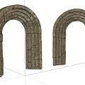 Two Vintage Stone Archways With Textured Surfaces And Rustic Architectural Details