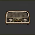 Vintage Retro Radio Design With Wooden Case Front Grille And Control Knobs