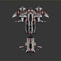 Futuristic Sci Fi Spaceship Model With Detailed Mechanical Structure And White Red Gray Exterior