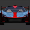 Super Sports Car Blue And Red With Aerodynamic Design Rear Spoiler And Alloy Wheels