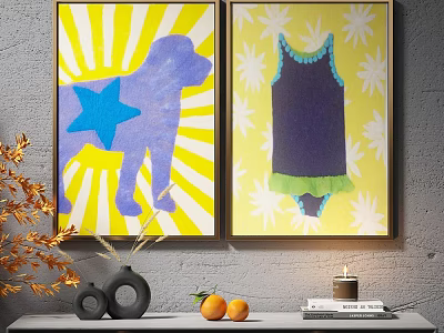 Modern Simple Light Luxury Hanging Painting Decorative Painting Abstract Painting Art Painting 3d model