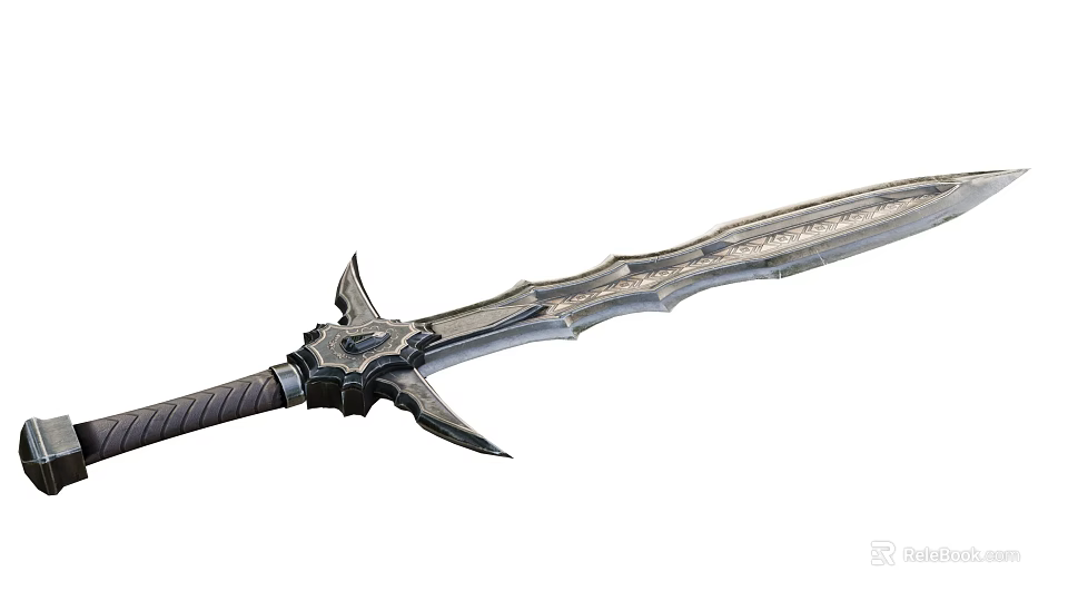 Medieval Fantasy Sword With Ornate Hilt And Detailed Engraved Blade Crafted From Metal 3d model 