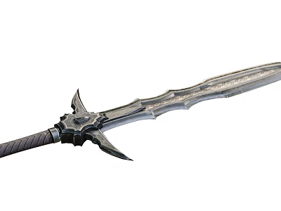 Medieval Fantasy Sword With Ornate Hilt And Detailed Engraved Blade Crafted From Metal 3d model