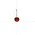 Juicy Ripe Red Cherry With Green Stem On Clean Gray Background