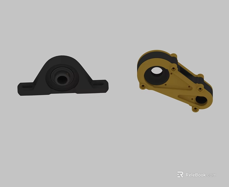 Swing Door Hardware Black and Yellow Metal Hinges Durable Home Accessories 3d model 