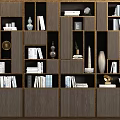 Elegant Modern Bookcase Design With Wooden Gold Accents Multiple Compartments Books Decorative Items