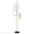 Elegant Modern Floor Lamp With Multiple Colored Glass Discs And Metallic Stand