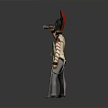 Man In Military Uniform With Red Feathered Helmet Holding A Telescope Standing