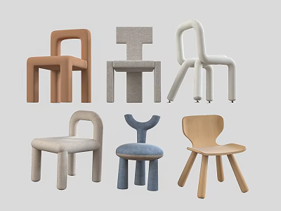 Stylish Children's Chairs With Various Modern Designs And Colorful Styles 3d model
