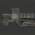 Vintage Green Tracked Truck Model Showcasing Classic Retro Military Body Design Details