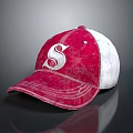 Red and White Stylish Baseball Cap with White Letter S for Everyday Wear