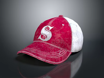Red and White Stylish Baseball Cap with White Letter S for Everyday Wear 3d model