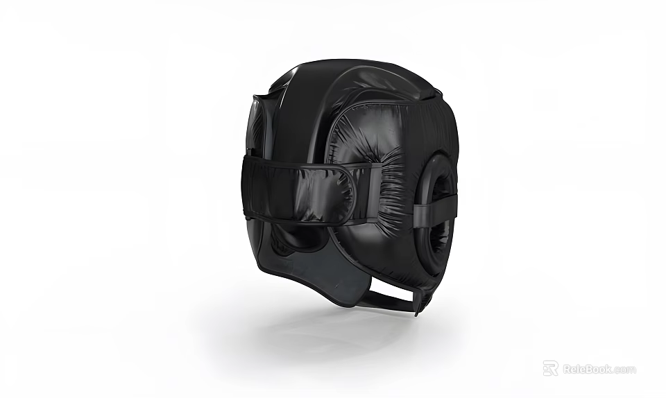 Black Leather Protective Hat Featuring Padded Interior Adjustable Straps And Full Head Coverage 3d model 