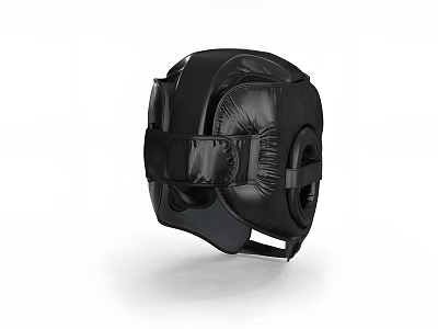 Black Leather Protective Hat Featuring Padded Interior Adjustable Straps And Full Head Coverage 3d model