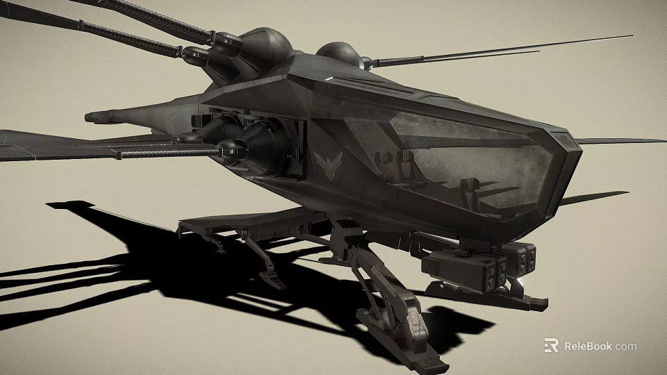 Futuristic Sci Fi Aircraft With Multiple Rotors And Transparent Cockpit Design 3d model 