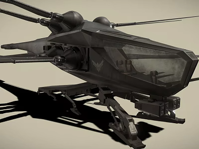 Futuristic Sci Fi Aircraft With Multiple Rotors And Transparent Cockpit Design 3d model