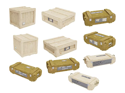 Industrial Storage Equipment Heavy Duty Durable Wooden Metal Cases Various Containers For Transport 3d model