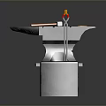 Traditional Blacksmith Anvil On Sturdy Base With Hammer And Tongs
