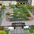 Modern Residential Landscape Design With Central Green Space Trees Walkways And Apartment Buildings