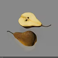 Fresh Whole and Cut Pears Displayed on Light Blue Background