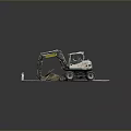 Wheel Excavator Utility Vehicle With Cab Mechanical Arm And Bucket On Flat Ground