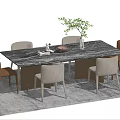 Modern Dining Table and Chair Combination 3d model
