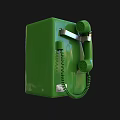 Green Vintage Retro Public Telephone With Handset Keypad And Coin Slot