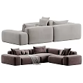 Modern Comfortable Sectional Sofa With Soft Fabric Pillows And Throw Blanket 3d model