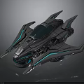 Futuristic Metallic Spacecraft With Blue Glowing Lines And Sleek Aerospace Design