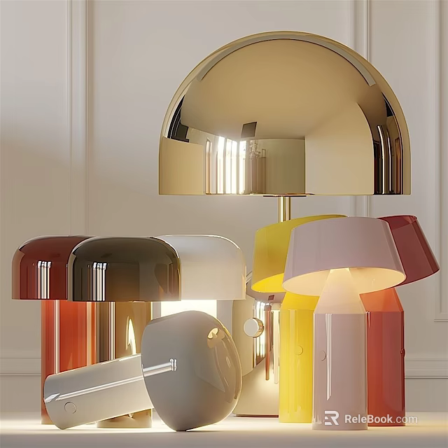 Modern Colorful Table Lamps With Unique Dome Shades For Home Decor 3d model 
