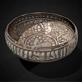 Ornate Traditional Silver Bowl With Intricate Decorative Patterns And Classic Design