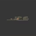 Modern Urban Ruined Battlefield Model With Damaged Walls Military Truck And Broken Ground