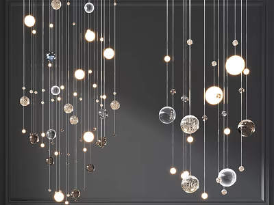 Elegant Modern Chandelier With Hanging Glass And Metallic Spheres For Decorative Lighting 3d model