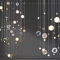 Elegant Modern Chandelier With Hanging Glass And Metallic Spheres For Decorative Lighting
