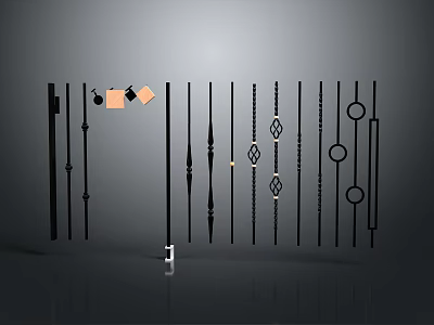 Scenic Landscape With Black Geometric Screen Gray Background And Reflected Patterns 3d model