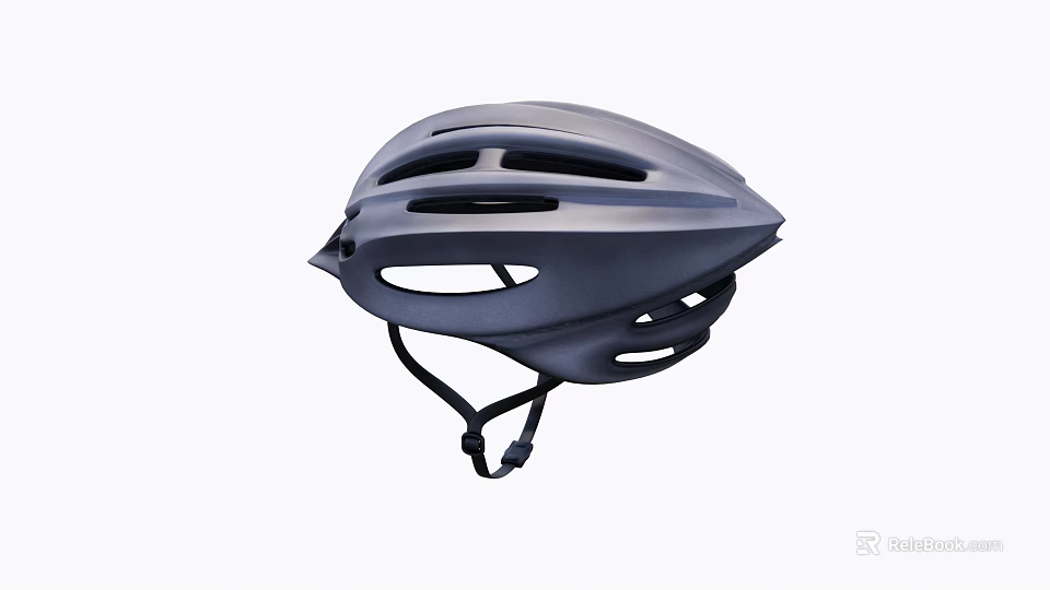 Gray Modern Cycling Helmet With Ventilation Holes And Adjustable Chin Straps 3d model 