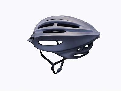 Gray Modern Cycling Helmet With Ventilation Holes And Adjustable Chin Straps 3d model
