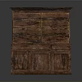 Antique Wooden Cabinet With Open Shelves And Storage Drawers In Classic Style