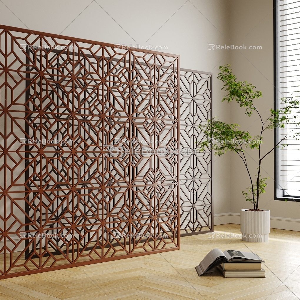 New Chinese-style partition metal partition 3d model